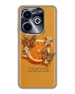 Чохол для Infinix Hot 40i з картинкою «Gucci — золоті метелики»