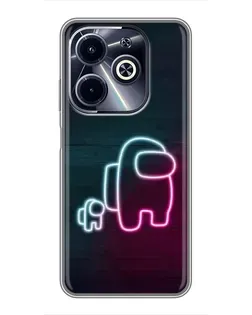 Чехол для Infinix Hot 40i с картинкой «Among Us неон-арт» Чехол для Infinix Hot 40i с картинкой «Among Us неон-арт»