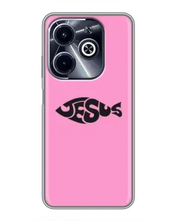 Чехол для Infinix Hot 40i с картинкой «Розовый символ  Jesus»