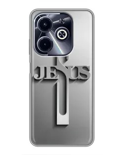 Чехол для Infinix Hot 40i с картинкой «Металлический крест Jesus»