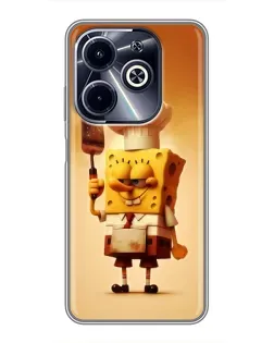 Чехол для Infinix Hot 40i с картинкой «Губка Боб повар»