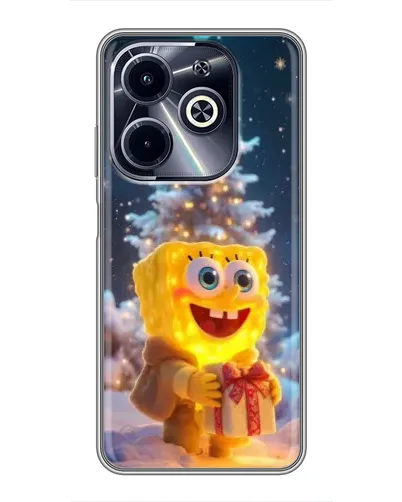 Чехол для Infinix Hot 40i с картинкой «Рождественский Спанч Боб»