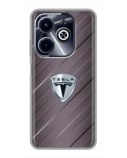 Чехол для Infinix Hot 40i с картинкой «Металлическая текстура Tesla»