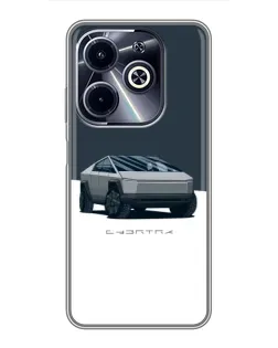 Чехол для Infinix Hot 40i с картинкой «Серебристый Cybertruck Tesla»