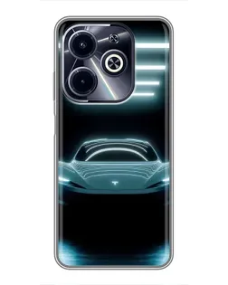 Чехол для Infinix Hot 40i с картинкой «Tesla в неоне»