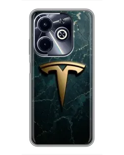 Чехол для Infinix Hot 40i с картинкой «Мраморная Tesla Gold»