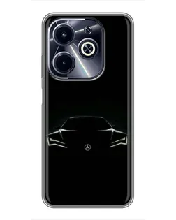 Чехол для Infinix Hot 40i с картинкой «Mercedes — силуэт авто» Чехол для Infinix Hot 40i с картинкой «Mercedes — силуэт авто»