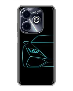 Чехол для Infinix Hot 40i с картинкой «Голубой силуэт Lamborghini»