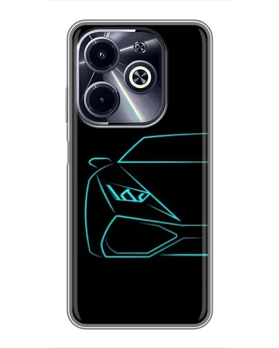 Чехол для Infinix Hot 40i с картинкой «Голубой силуэт Lamborghini» Чехол для Infinix Hot 40i с картинкой «Голубой силуэт Lamborghini»