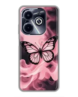 Чехол для Infinix Hot 40i с картинкой «Бабочка в дыму»