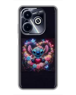 Чехол для Infinix Hot 40i с картинкой «Stitch в цветах»