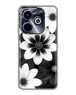 Чехол для Infinix Hot 40i с картинкой «Монохромные астры»