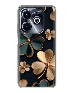 Чехол для Infinix Hot 40i с картинкой «Клевер в золоте»