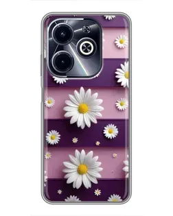 Чехол для Infinix Hot 40i с картинкой «Ромашки на фиолетовом»