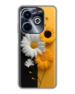 Чехол для Infinix Hot 40i с картинкой «Подсолнух и ромашка»