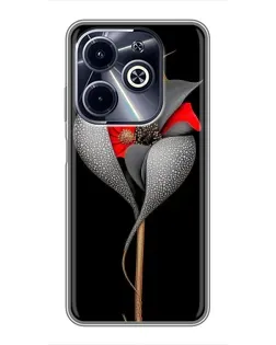 Чехол для Infinix Hot 40i с картинкой «Серебряный фантазийный цветок»