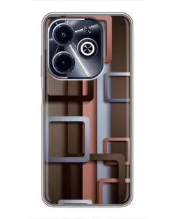 Чехол для Infinix Hot 40i с картинкой «Коричневые объемные квадраты»