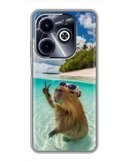Чохол для Infinix Hot 40i з картинкою «Капібара на морі»
