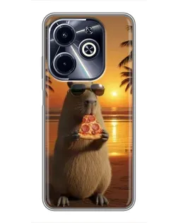 Чохол для Infinix Hot 40i з картинкою «Капібара з піцою»