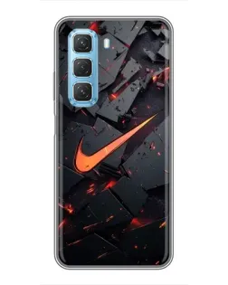 Чехол для Infinix Hot 50 5G с картинкой «Nike — эффект разломов»