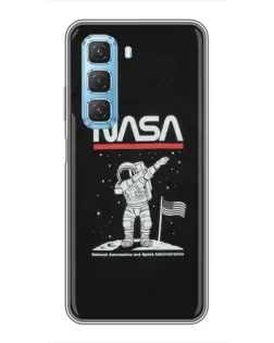 Чехол для Infinix Hot 50 5G с картинкой «NASA — шагаем по Луне»