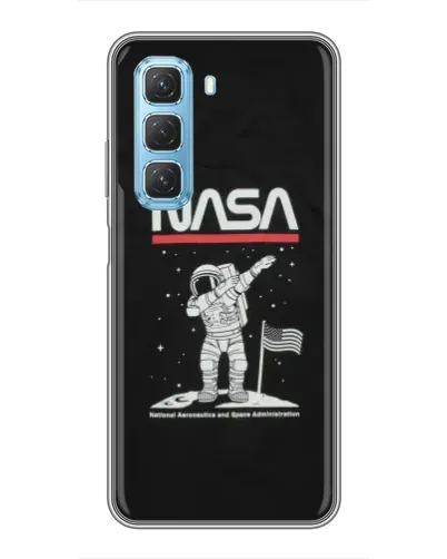 Чехол для Infinix Hot 50 5G с картинкой «NASA — шагаем по Луне»