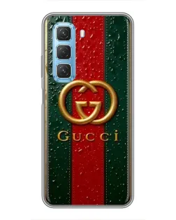 Чехол для Infinix Hot 50 5G с картинкой «Gucci — фирменная полоса и золото» Чехол для Infinix Hot 50 5G с картинкой «Gucci — фирменная полоса и золото»