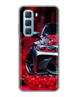 Чохол для Infinix Hot 50 5G з картинкою «Спортивна BMW та квіти»