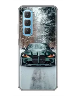 Чохол для Infinix Hot 50 5G з картинкою «BMW у зимовому лісі»