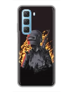 Чехол для Infinix Hot 50 5G с картинкой «PUBG — огненный силуэт»