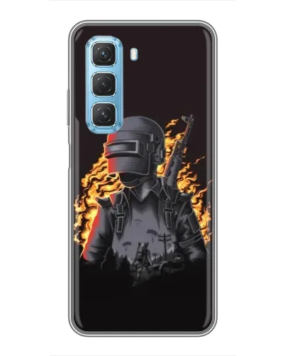 Чехол для Infinix Hot 50 5G с картинкой «PUBG — огненный силуэт»