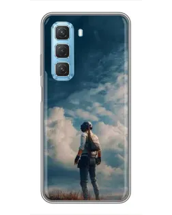 Чехол для Infinix Hot 50 5G с картинкой «Герой PUBG на скале»