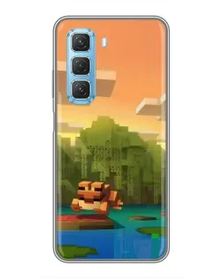 Чехол для Infinix Hot 50 5G с картинкой «Майнкрафт закат солнца»