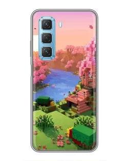 Чехол для Infinix Hot 50 5G с картинкой «Розовое дерево Minecraft»