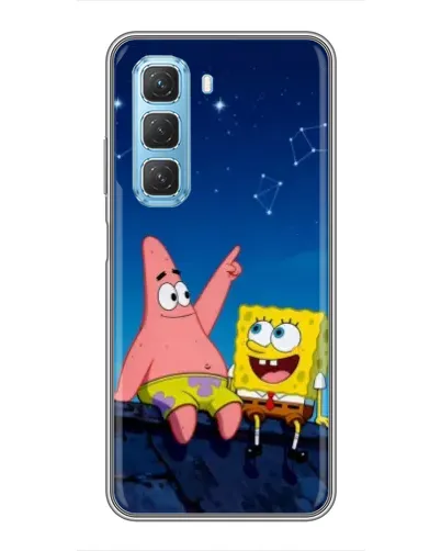 Чехол для Infinix Hot 50 5G с картинкой «Губка Боб и Патрик ночью»