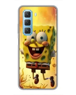 Чехол для Infinix Hot 50 5G с картинкой «Губка Боб прыгает»