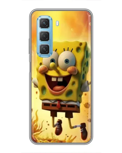 Чехол для Infinix Hot 50 5G с картинкой «Губка Боб прыгает»