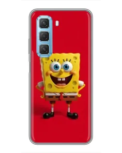 Чехол для Infinix Hot 50 5G с картинкой «Спанч Боб на красном»