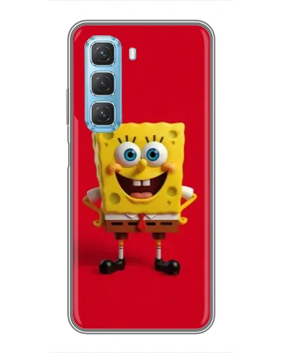 Чехол для Infinix Hot 50 5G с картинкой «Спанч Боб на красном»