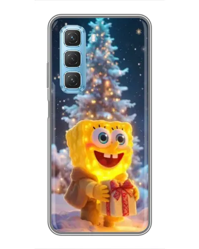 Чехол для Infinix Hot 50 5G с картинкой «Рождественский Спанч Боб»