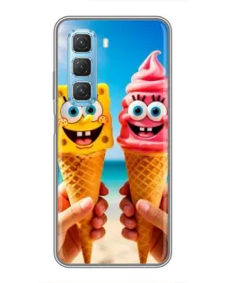 Чехол для Infinix Hot 50 5G с картинкой «Спанч Боб мороженое»