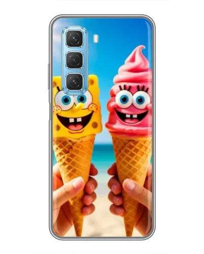 Чехол для Infinix Hot 50 5G с картинкой «Спанч Боб мороженое»