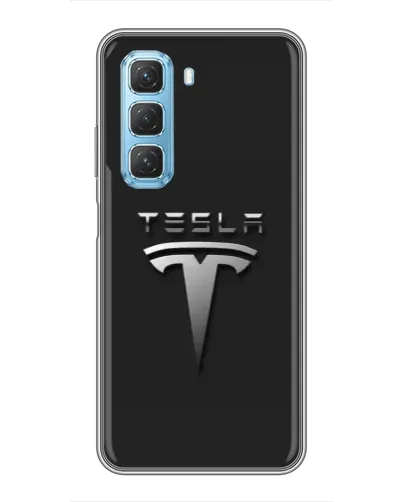 Чехол для Infinix Hot 50 5G с картинкой «Стальной логотип Tesla»
