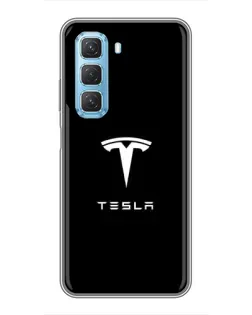 Чехол для Infinix Hot 50 5G с картинкой «Tesla White Logo» Чехол для Infinix Hot 50 5G с картинкой «Tesla White Logo»