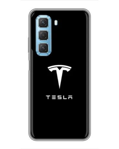 Чехол для Infinix Hot 50 5G с картинкой «Tesla White Logo»