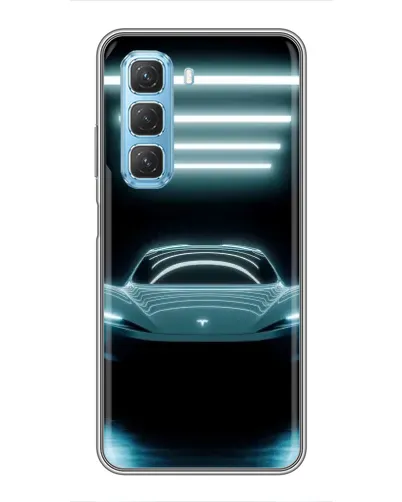 Чехол для Infinix Hot 50 5G с картинкой «Tesla в неоне»