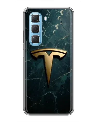 Чехол для Infinix Hot 50 5G с картинкой «Мраморная Tesla Gold»