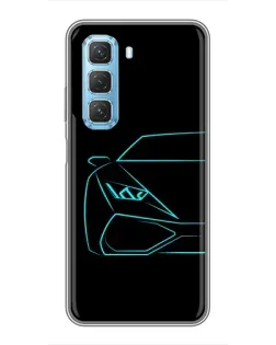 Чехол для Infinix Hot 50 5G с картинкой «Голубой силуэт Lamborghini» Чехол для Infinix Hot 50 5G с картинкой «Голубой силуэт Lamborghini»