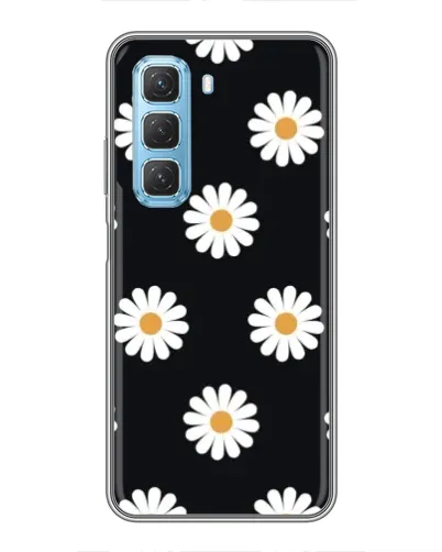 Чехол для Infinix Hot 50 5G с картинкой «Ромашки на черном»
