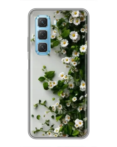 Чехол для Infinix Hot 50 5G с картинкой «Ветка мелких белых цветов»